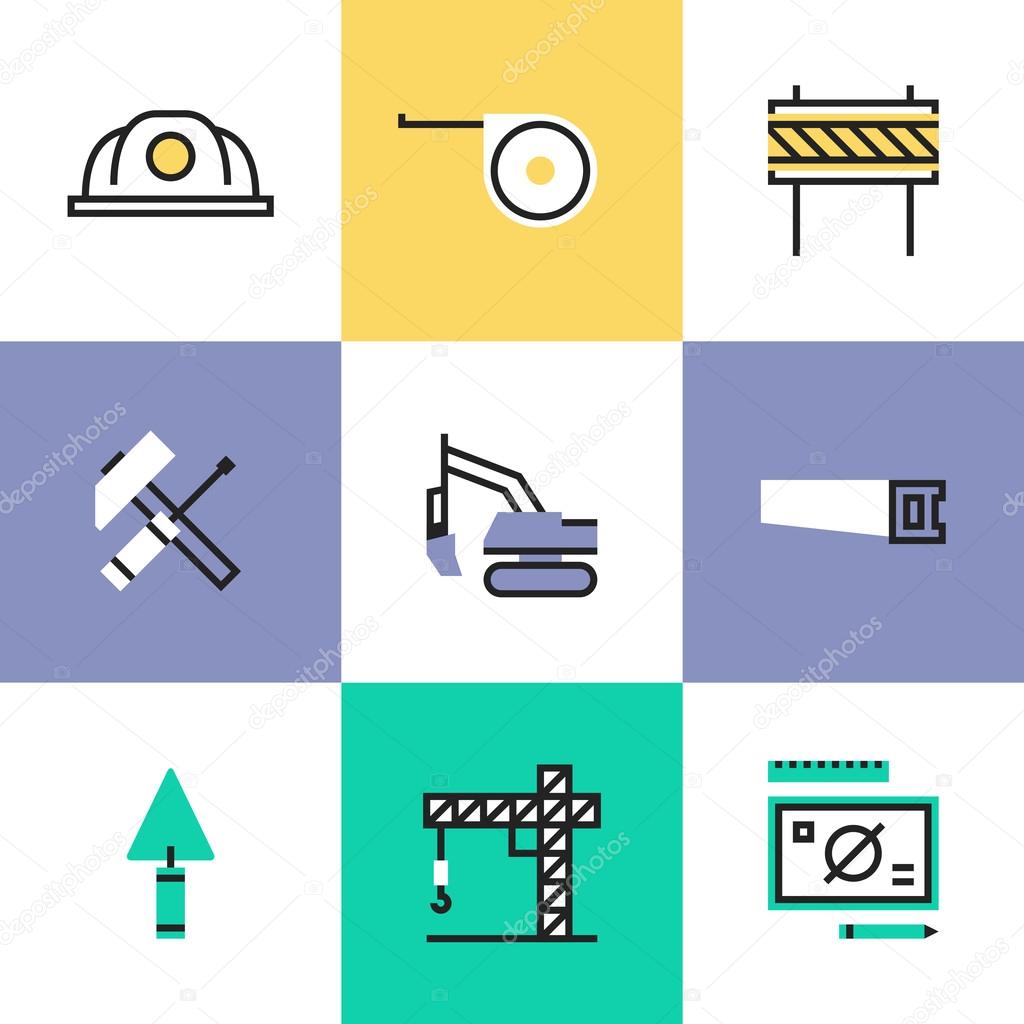 Construction industry pictogram icons set