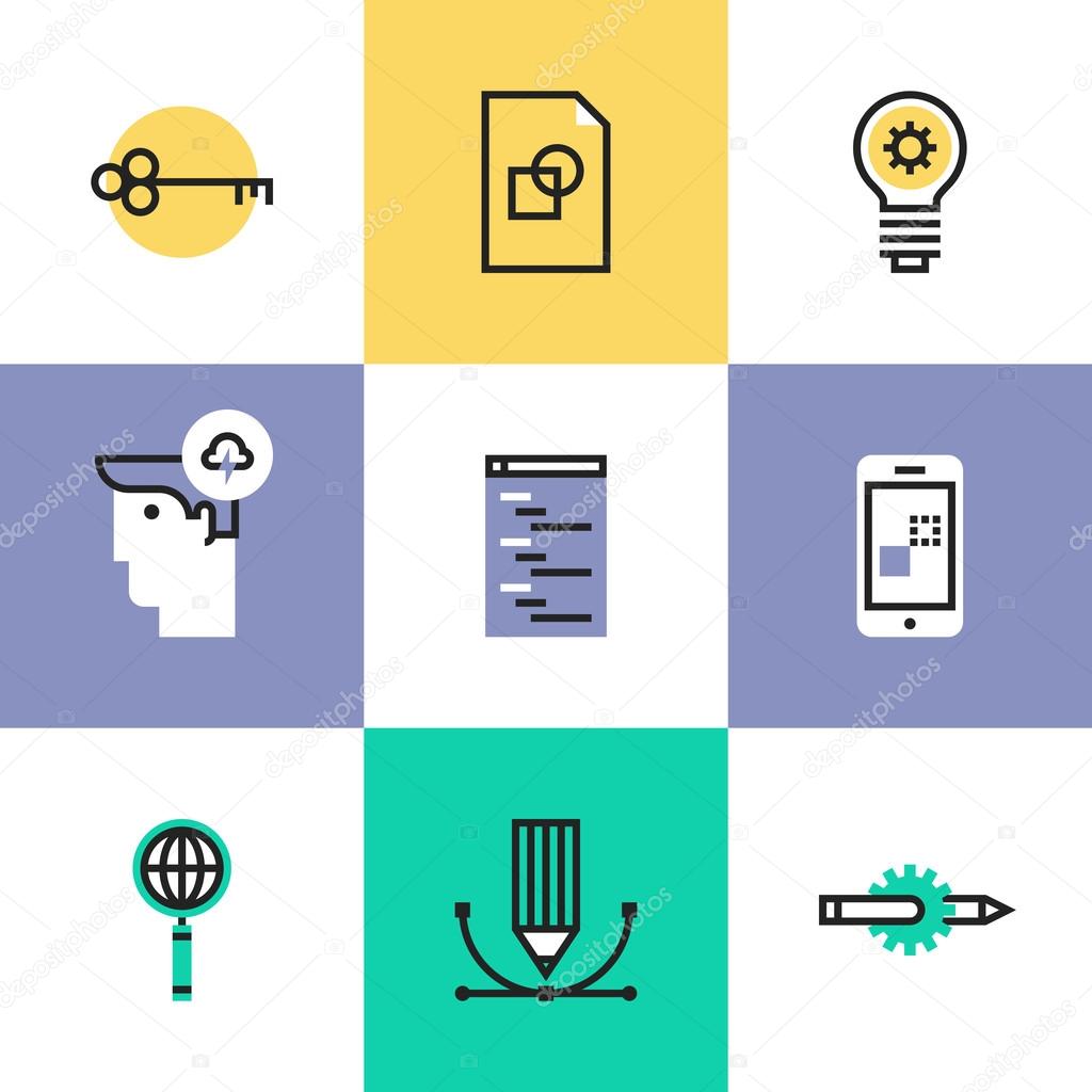 Web and mobile development  icons set