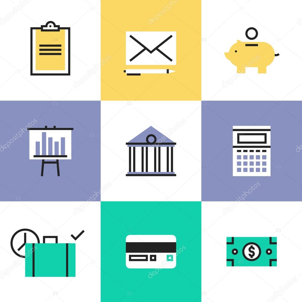 Finance and money pictogram icons set
