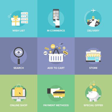 Online alışveriş öğeleri simgeleri