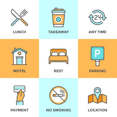 Motel Hizmetleri Icons set