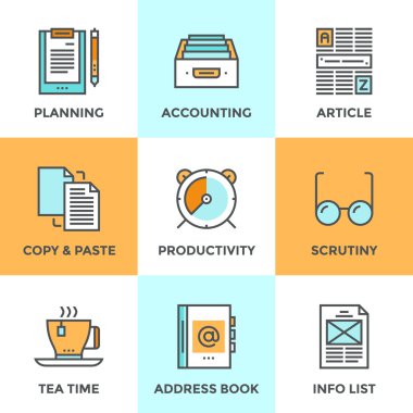 Paperwork in office  icons set clipart