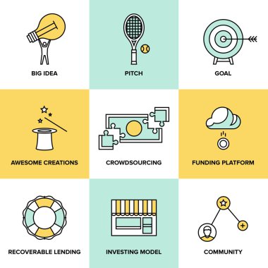 Crowdsourcing ve fon para simgeleri