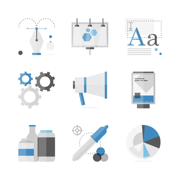 Ensemble d'icônes de développement publicitaire — Image vectorielle