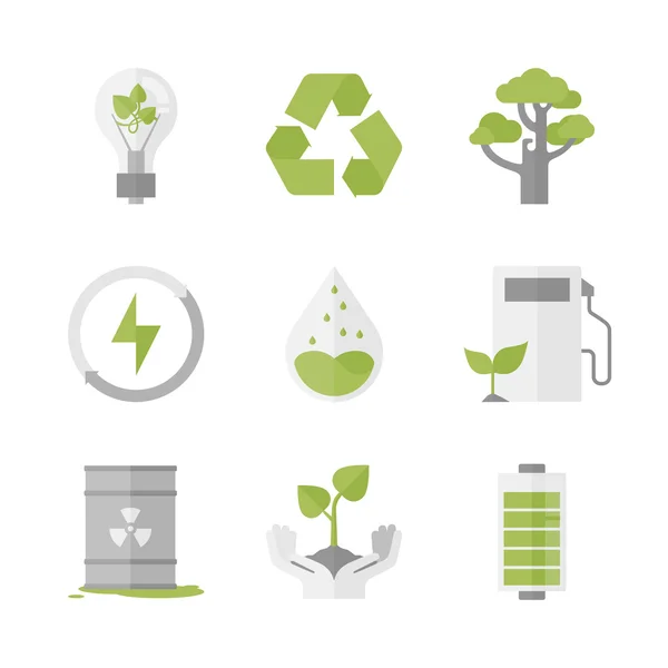 Иконы чистой энергии и экологии — стоковый вектор