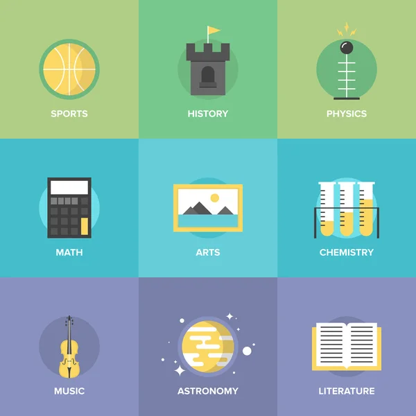 General education subjects  icons — Stock Vector