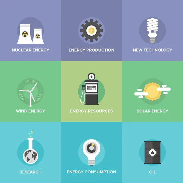 Világ energia források ikonok — Stock Vector