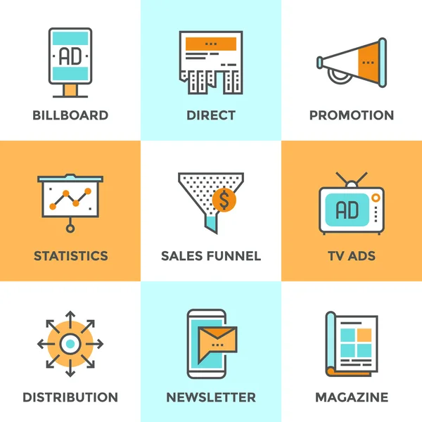 Iconos de publicidad y marketing — Vector de stock