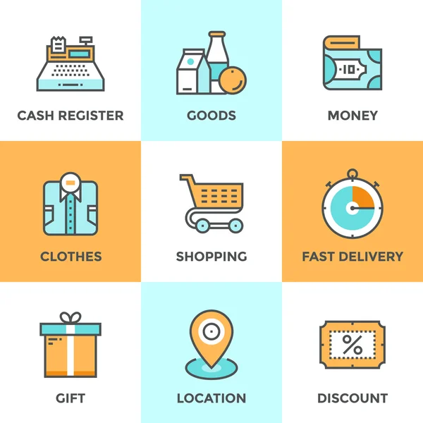 Iconos de compras y mercado — Archivo Imágenes Vectoriales