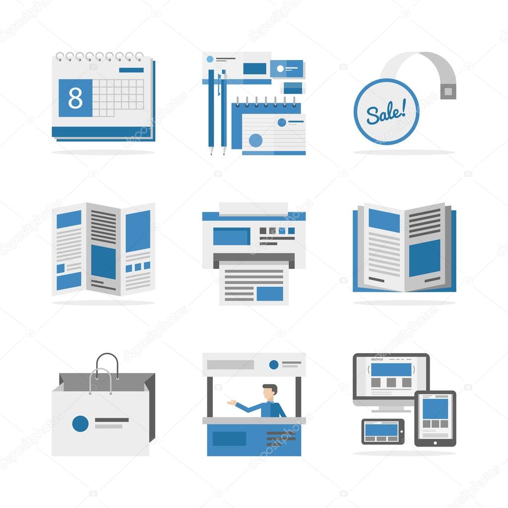 Various advertising materials  icons