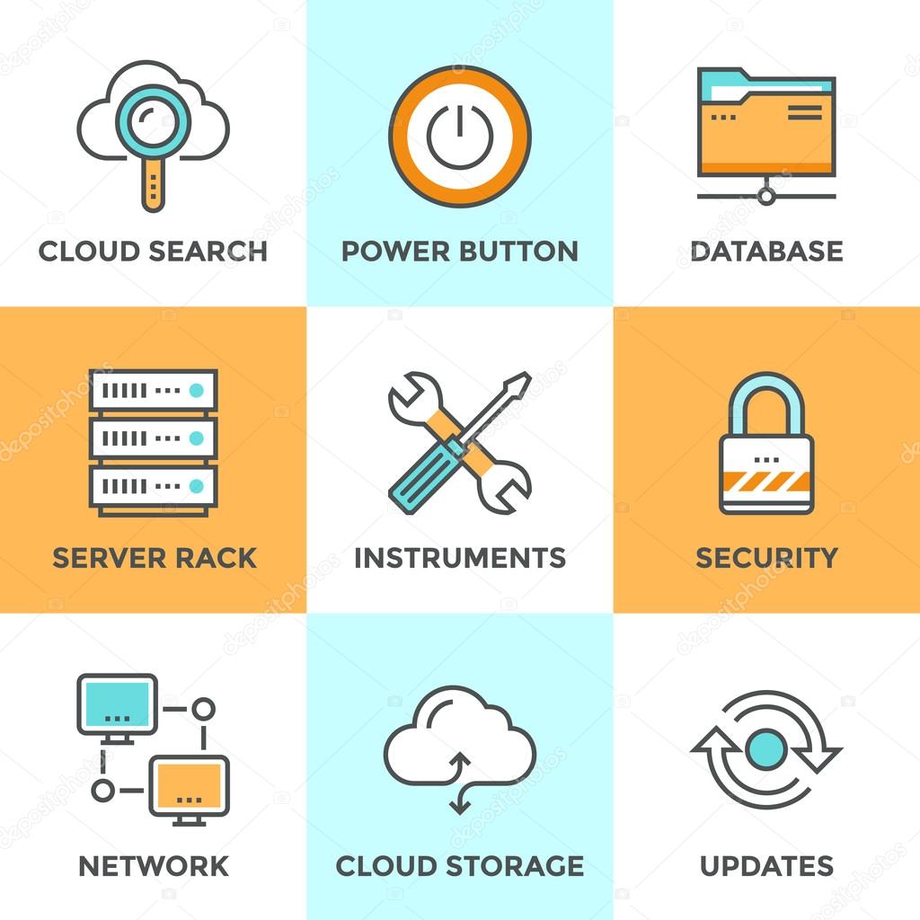 Cloud computing  icons set
