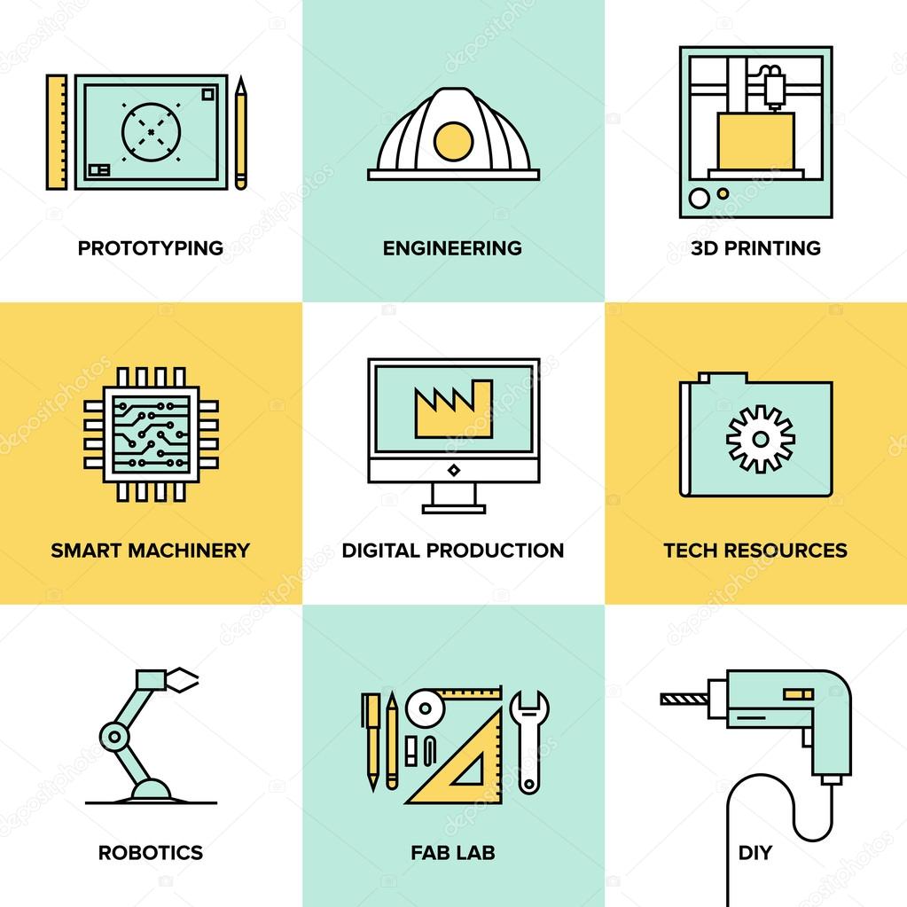 Digital engineering and production  icons
