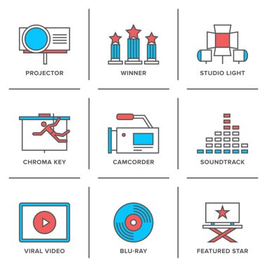 Movies production  icons set clipart