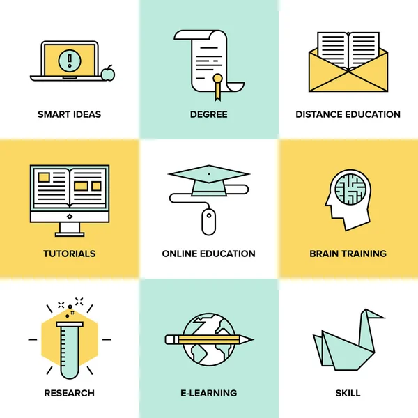 Online-Symbole für Bildung und Ausbildung — Stockvektor