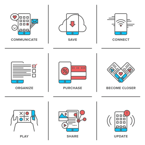 스마트폰 기능 아이콘 세트 — 스톡 벡터