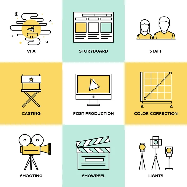 Films and post production  icons Royalty Free Stock Vectors