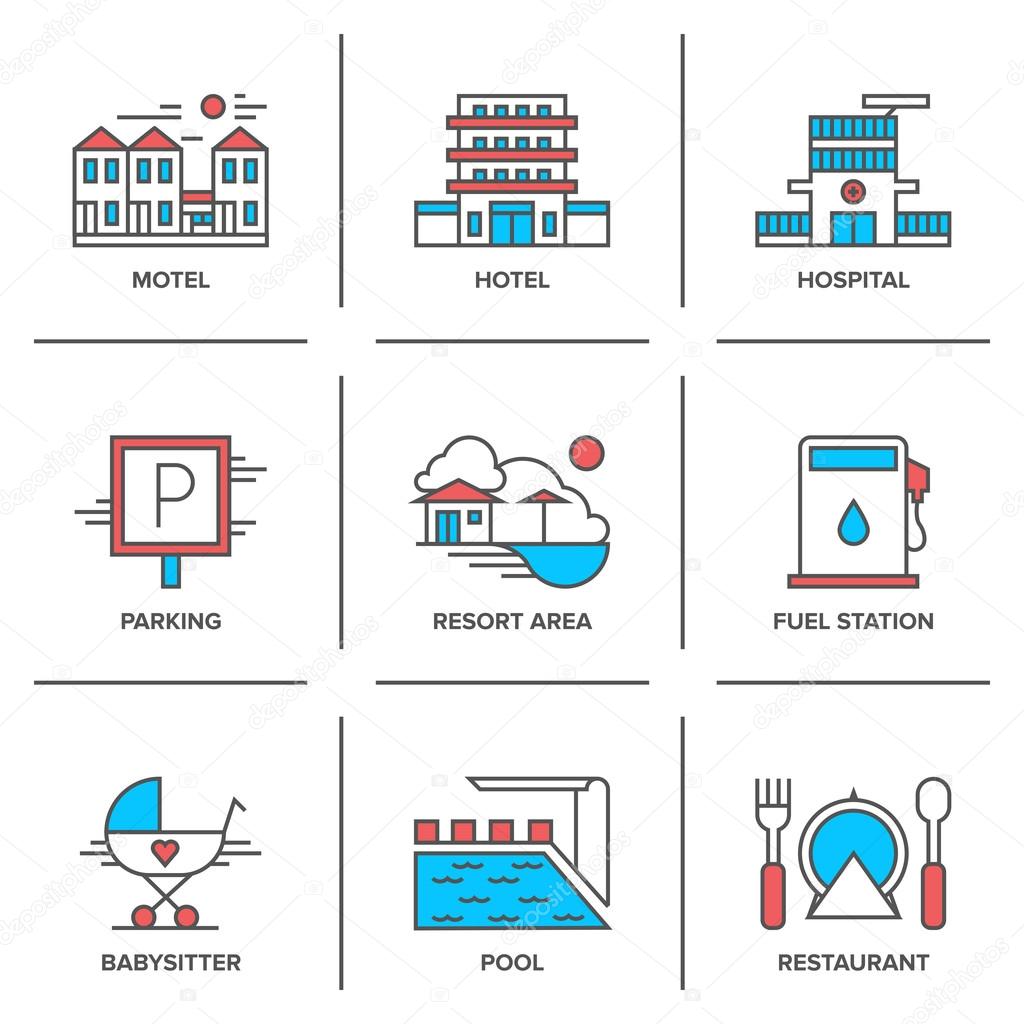 Hotel services  icons set