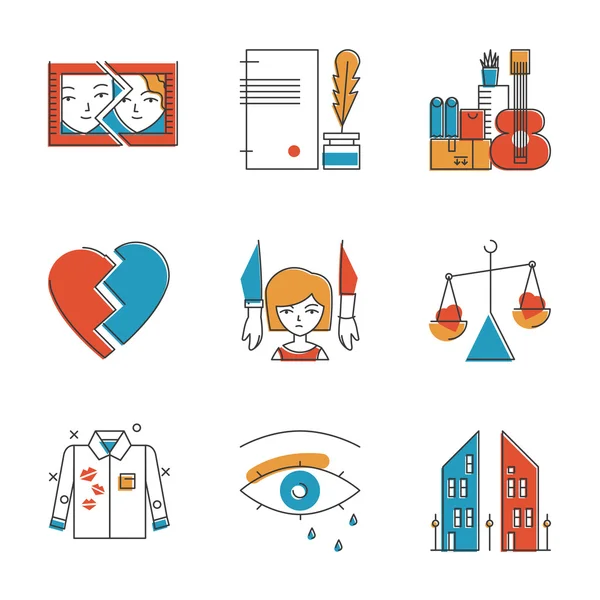 Family problem  icons set — Stock Vector