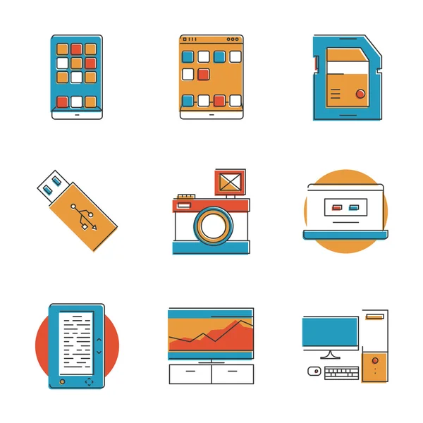 Iconos de dispositivos tecnológicos — Vector de stock