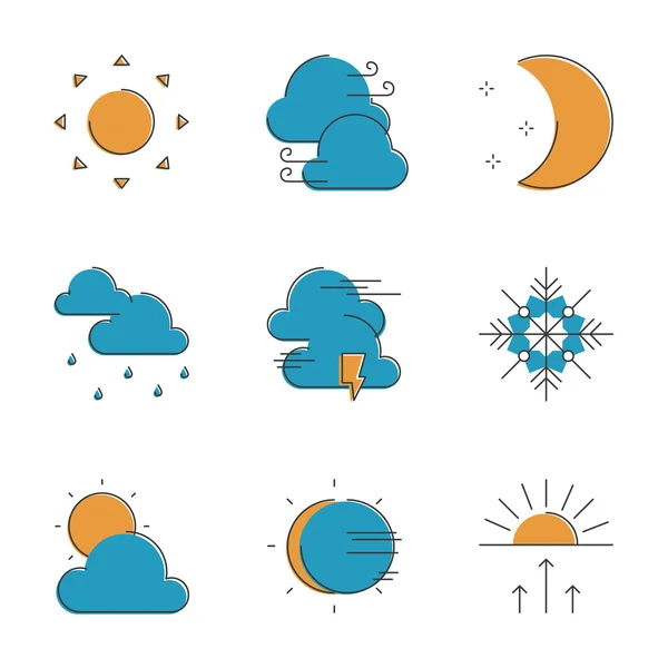 Symbole für die Wetterlinie gesetzt — Stockvektor