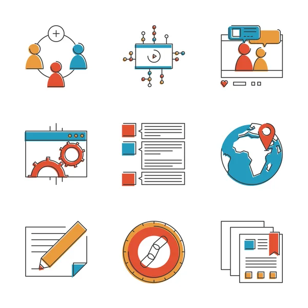 Iconos de Marketing Social — Vector de stock