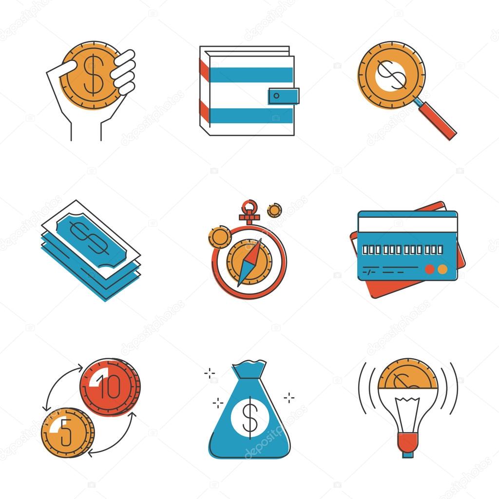 Finance and investment money  icons