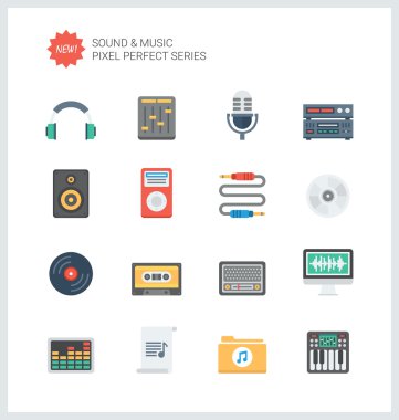 ses düz Icons set