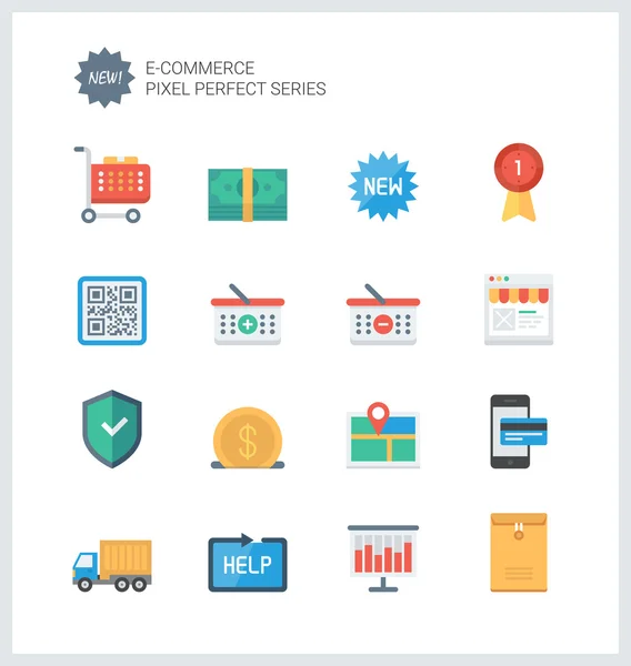 Iconos planos de comercio electrónico — Archivo Imágenes Vectoriales