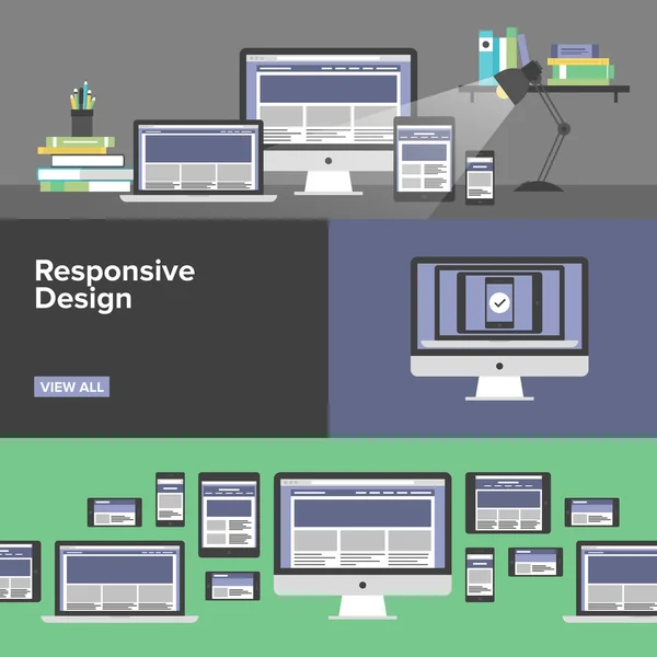 Bandeiras de web design responsivo —  Vetores de Stock