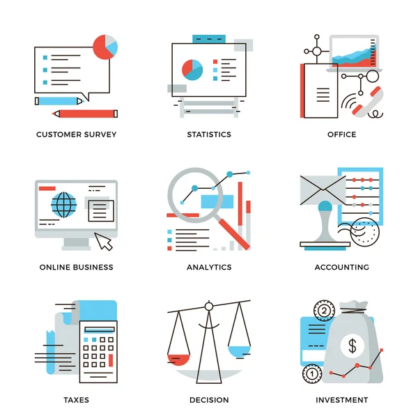 Icônes de la comptabilité d'entreprise et financière — Image vectorielle