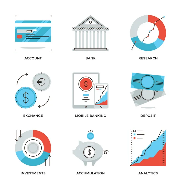 Finanz- und Bankikonen — Stockvektor