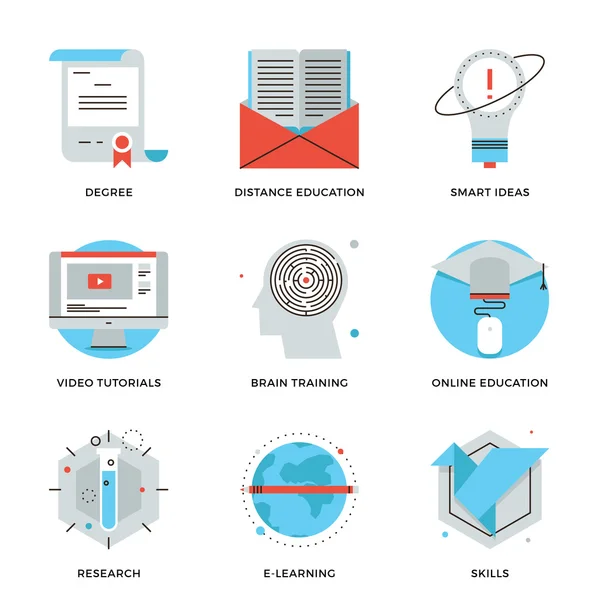 Iconos de educación y formación en línea — Vector de stock