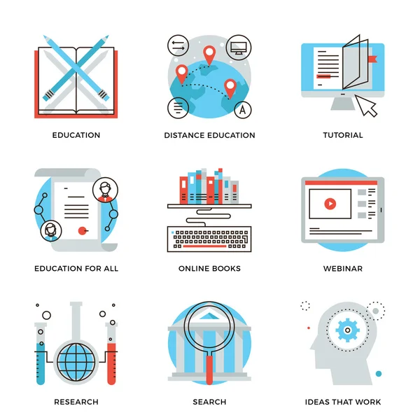 Ícones da educação global — Vetor de Stock