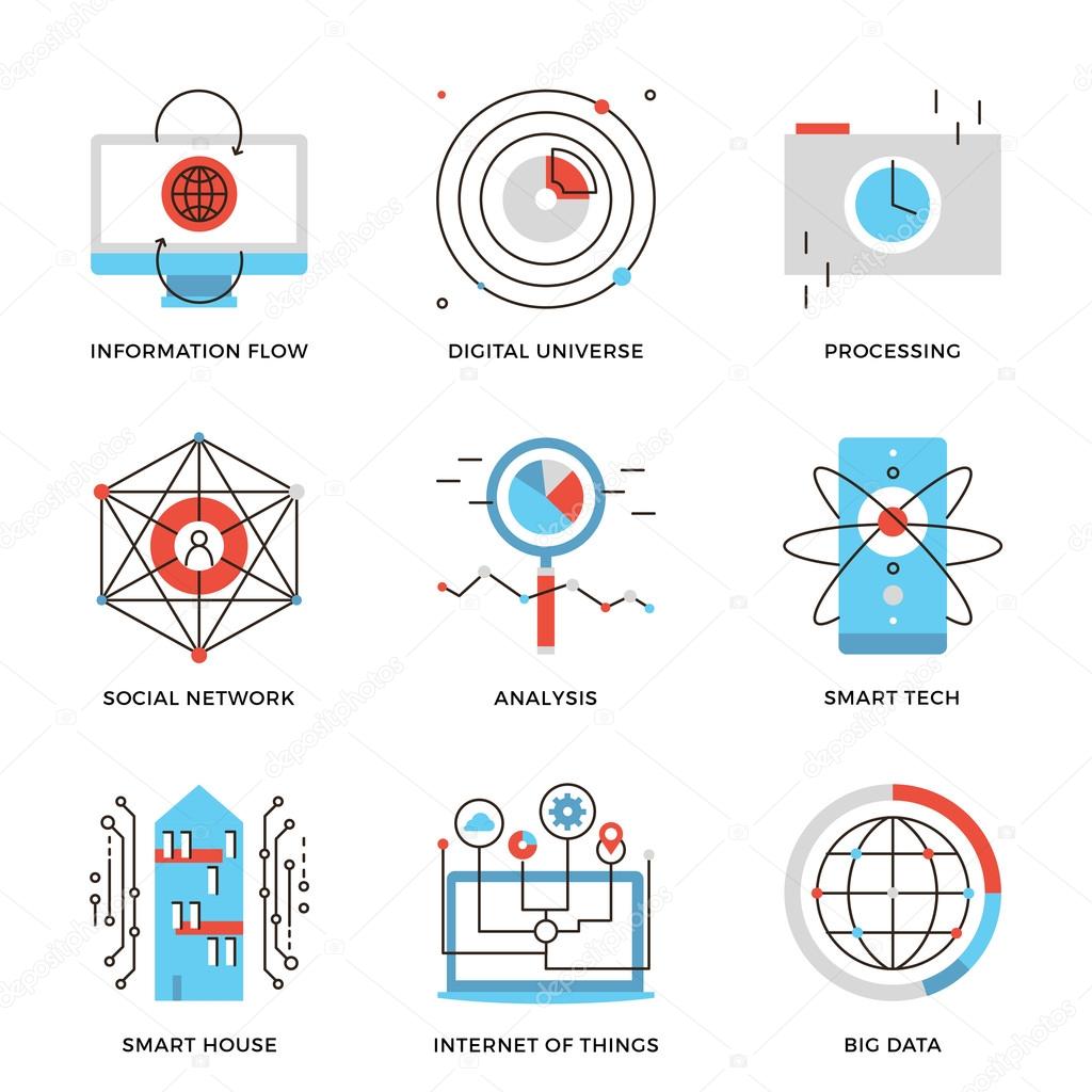 Big data and smart technology  icons