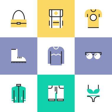Giyim ve çanta Icons set