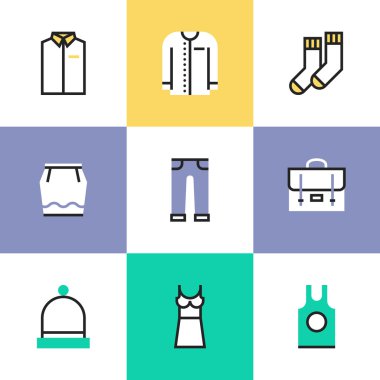 Günlük giysiler Icons set