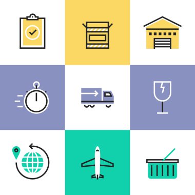 Küresel teslimat hizmeti simgelerini