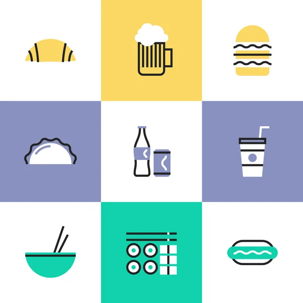 Eten en drinken pictogrammen — Stockvector