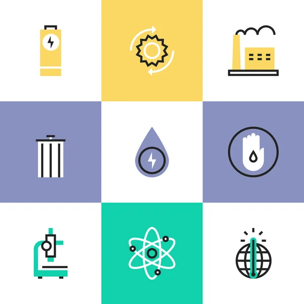 Ícones de pesquisa de conservação de energia —  Vetores de Stock