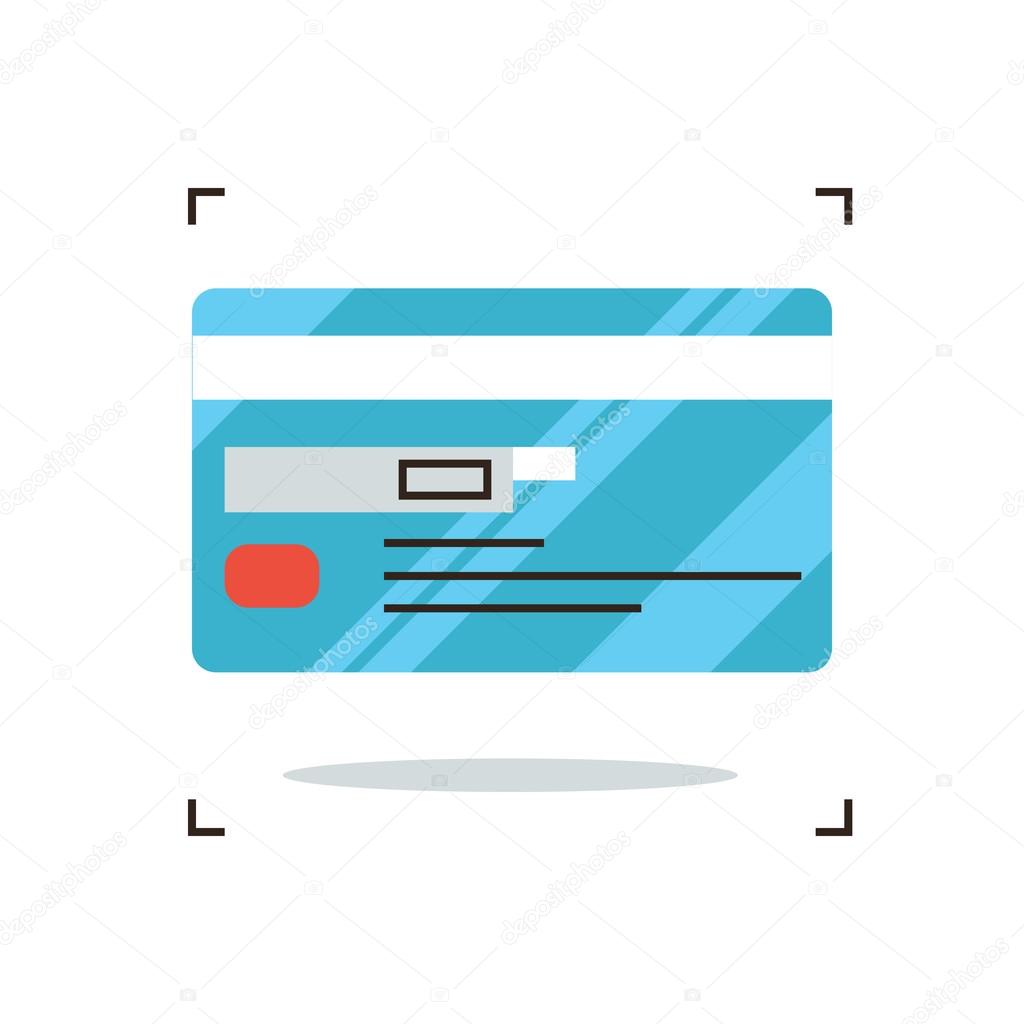 Thin line icon with flat design element of credit card payment finance system, financial banking, payroll facilities, electronic money transfer. Modern style logo vector illustration concept.
