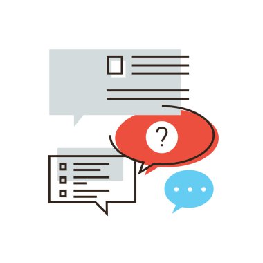 FAQ information flat line icon clipart