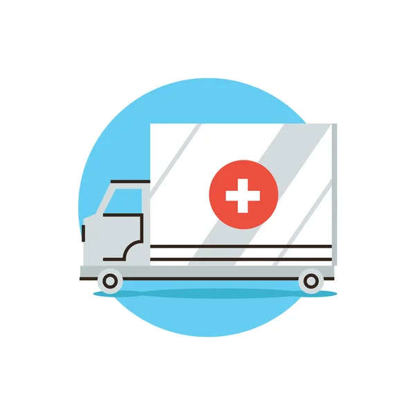 Ambulance car flat line icon — Stock Vector