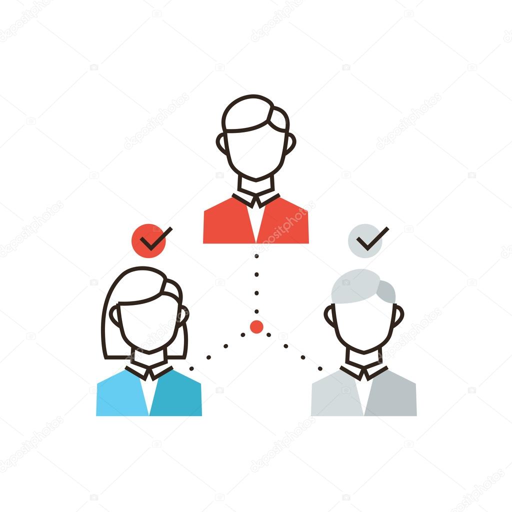 Organization of teamwork flat line icon
