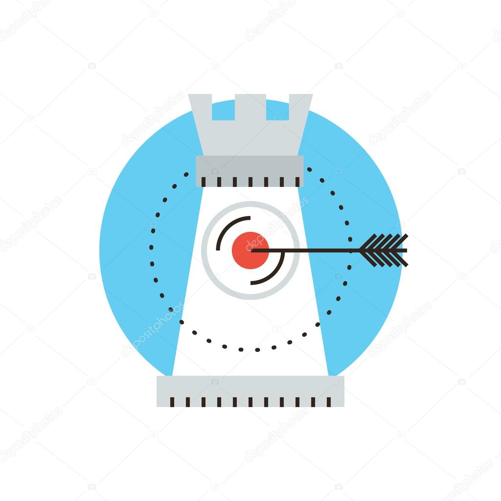 Thin line icon with flat design element of success business tactics, vision strategy leader, effective market goal, maximum result in competition. Modern style logo vector illustration concept.