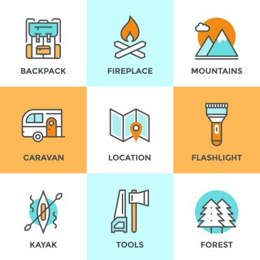 Açık macera çizgi Icons set