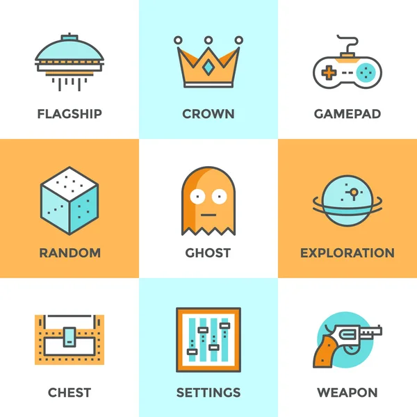 Computer gaming line icons set — Stock Vector
