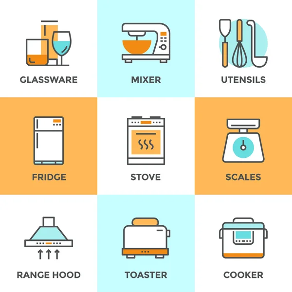Set ikon baris peralatan dapur - Stok Vektor
