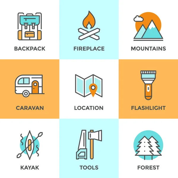 Conjunto de iconos de aventura al aire libre — Vector de stock