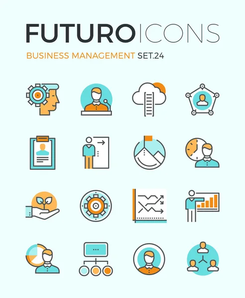 Gestión de negocios futuros iconos de línea — Vector de stock