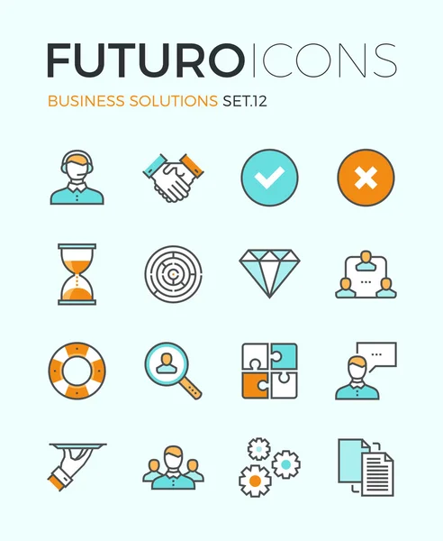 İş çözümleri futuro satır ikonları/simgeleri — Stok Vektör